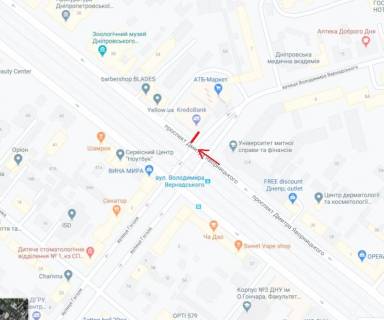 Скролер, Скрол A у Дніпро (Дніпропетровськ), 3.14х2.32  просп. Дмитра Яворницького (Карла Маркса) - вул. Володимира Вернадського (Дзержинського), за перехрестям, рух вниз - 282096 схема