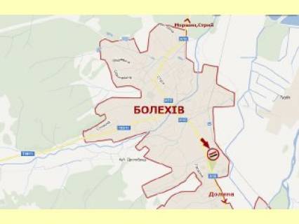Билборд  в Болехове, 3x6  Галицького вул., в'їзд з боку Долини схема