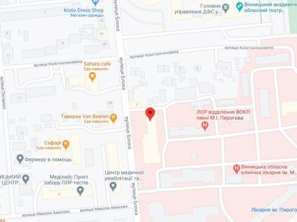 Видеоборд A в Виннице Пирогова вул., 46, аптека "Конекс", прайс за ролик 10 сек 1 вихід/5 хвилин, на двосторонньому екрані, від 144 виходів на день. Розрахунок для інших параметрів трансляції уточнюйте у менеджера. - 301272 схема