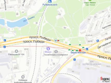 Видеоборд A в Киеве, 6x3  просп. Берестейський (Перемоги). 57 напроти (ст. М. Берестейська, KIA motors, Музей-майстерня, УкрСібБанк, АЗС "Glusco" ), в напрямку з міста - 322732 схема