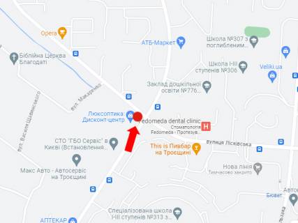 Billboard B in Kyiv, 3x6  Raduns'ka st., 3, na perehresti z Leskova st., v bik Drajzera st. scheme