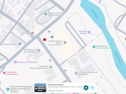 Ситилайт B в Кропивницкий (Кировоград), 1.8x1.2  Європейський пр., 1, від Соборна вул. (50 років Жовтня) схема