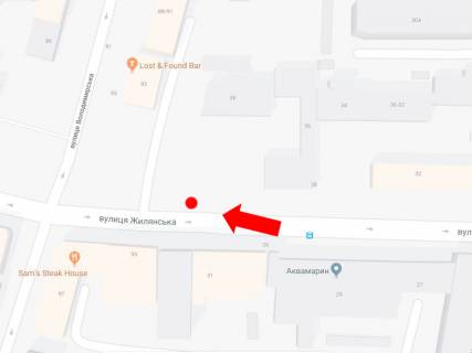 Ситилайт B в Киеве, 1.8x1.2  Жилянська вул., 38 / вул. Володимирська, в сторону Галицька площа (Перемоги пл.) схема