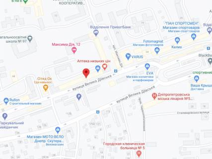 Видеоборд A в Днепр (Днепропетровск) Велика Діївська (Братів Трофімових) вул., 40-Б, аптека "Мед Сервіс", №Дп053, прайс за ролик 10 сек 1 вихід/5 хвилин, з 8:00-22:00. Розрахунок для інших параметрів трансляції уточнюйте у менеджера. - 301335 схема