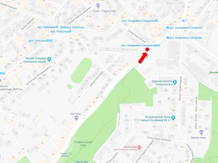 Сiтiлайт B у Львові, 1.8x1.2  Сахарова вул., 12, зуп. "Трамвайне депо", в центр схема