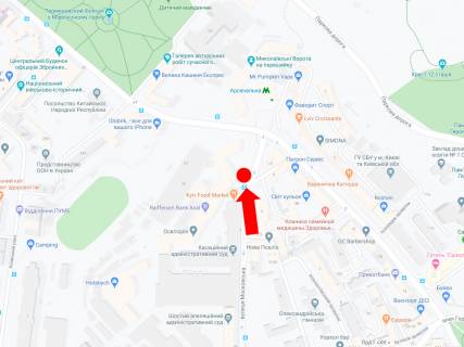 Ситилайт B в Киеве, 1.8x1.2  Князів Острозьких вул. (Московська)., 2, біля ресторанів "Kyiv Food Market", в сторону ст. м. "Арсенальна" схема