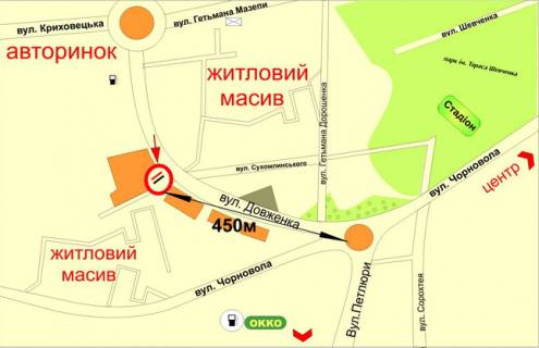 Білборд, Бігборд (Борд)   у Івано-Франківську, 3x6  Довженка вул., 11 - Сухомлинського вул., в сторону Чорновола вул. схема