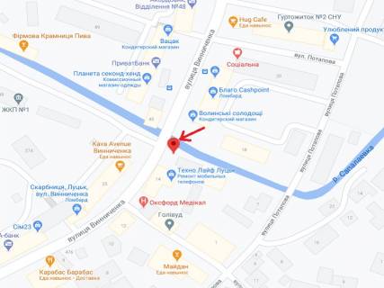 Билборд B в Луцке Винниченка вул., 14 схема