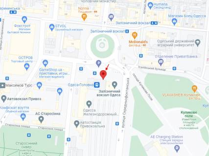 Скроллер A в Одессе Привокзальна пл., 2, ж/д вокзал, центральний вхід 1 - 402240 схема