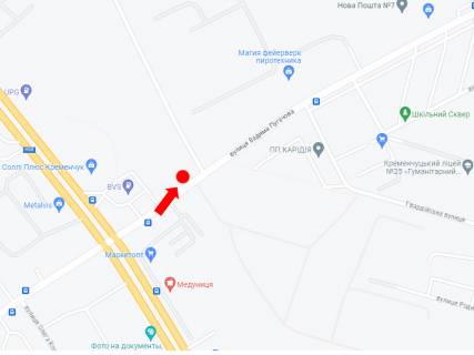 Билборд B в Кременчуге, 3x6  Пугачова вул., заїзд до заводу "КРАЗ" схема