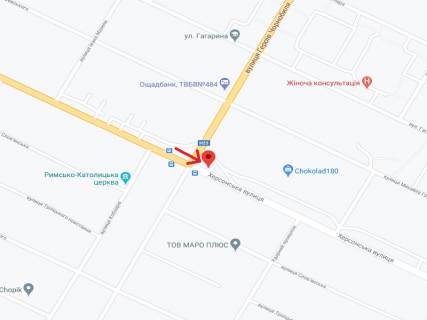Білборд, Бігборд (Борд)  B у Нікополі, 6х3  на перехресті вул. Героїв Чорнобиля та вул. Херсонської схема