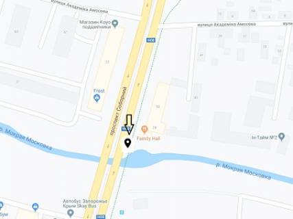Билборд B в Запорожье, 6х3  Соборний просп., біля мосту через р. Мокра Московка схема