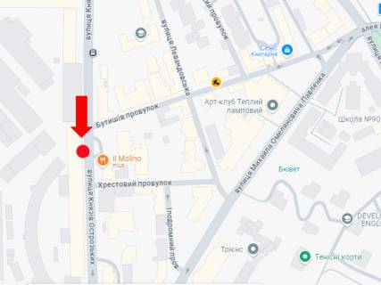 Сiтiлайт A у Києві, 1.8x1.2  Князів Острозьких (кол. Московська) вул., 8, зупинка "Завод Арсенал" схема