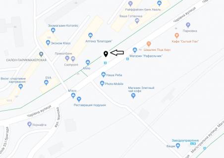 Билборд A в Запорожье, 6х3  Чарівна вул. - Цитрусова вул. схема