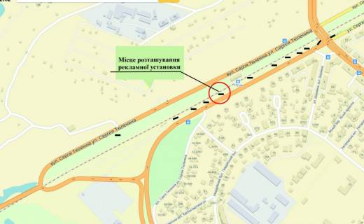 Билборд A в Запорожье Величара (Тюленіна) вул. - Набережна магістраль схема
