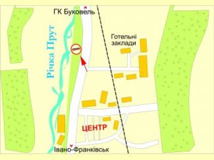Билборд  в Яремче, 3x6  Свободи вул., біля санаторію "Карпати" (1) схема