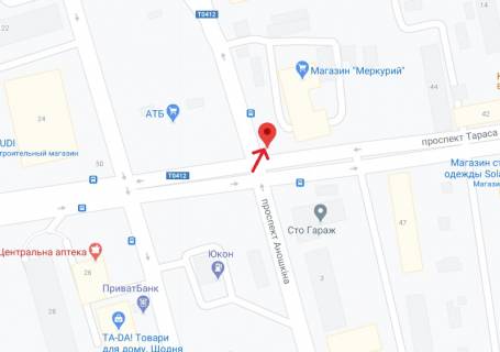 Билборд A в Каменское (Днепродзержинск), 6х3  просп. Аношкіна - просп. Тараса Шевченка схема