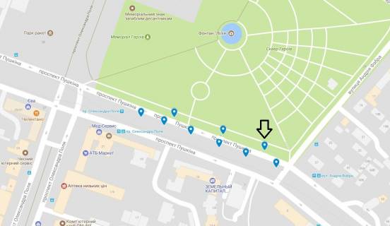 Ситилайт  в Днепр (Днепропетровск), 1.8x1.2  Українки (кол. Пушкіна) пр., 15 схема