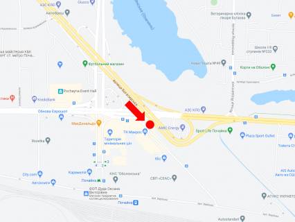 Білборд, Бігборд (Борд)   у Києві, 3x6  Бандери пр., 16Б - вул. Богатирська, з'їзд з моста на просп. Степана Бандери (Московський), в бік Північного мосту схема