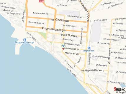 Билборд A в Бердянске Центральная ул. - Греческая ул. схема