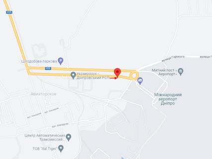 Билборд A в Авіаторську, 6х3  Автошлях Дніпро - Запоріжжя (Н-08), в'їзд до Аеропорту "Дніпро", перед кільцем, рух до Аеропорту схема