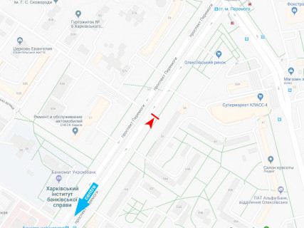 Билборд A в Харькове, 3x6  Перемоги пр., 56, з центру схема