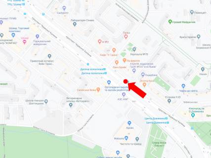 Ситилайт  в Львове, 1.8x1.2  Червоної Калини пр. 59 - вул. Хоткевича, (зуп. "Дитяча поліклініка"), в центр схема
