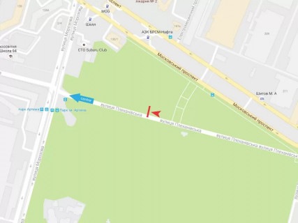 Билборд A в Харькове, 3x6  Тарасенка (кол. Плеханівська) вул., парк Машинобудівників (парк Артема), в центр схема