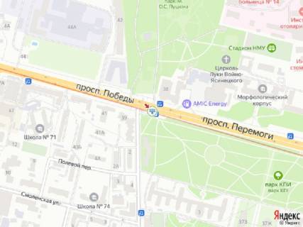 Билборд A в Киеве просп. Берестейський (Перемоги). - Янгеля вул., прайс за трансляцію ролика 10 сек 1вихід / 80 сек, з 0:00 до 23:59 схема