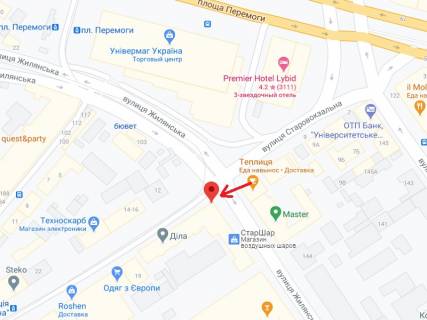 Видеоборд A в Киеве Старовокзальна вул., 17/107, фасад, прайс за трансляцію ролика 10 сек, 1 раз/60 сек цілодобово - 305554 схема