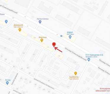 Билборд B в Белой Церкви, 3х6  б-р Олександрійський, 117/125 (м-н Центро) схема
