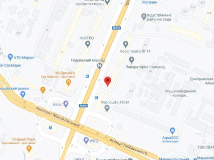 Видеоборд A у Дніпро (Дніпропетровськ) Слобожанський пр. (стара назва Газети «Правда» пр.), 4, аптека "Мед Сервіс", №Дн038, прайс за ролик 10 сек 1 вихід/5 хвилин, з 8:00-22:00. Розрахунок для інших параметрів трансляції уточнюйте у менеджера. - 301341 схема
