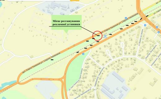 Билборд A в Запорожье Величара (Тюленіна) вул., в сторону моста Преображенського, ст.172км схема