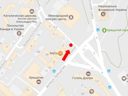 Ситилайт  в Киеве, 1.8x1.2  Хрещатик вул., 4, в бік Володимирського узвозу схема