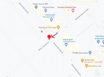 Билборд A в Каменское (Днепродзержинск), 6х3  просп. Металургів - просп. Героїв АТО схема