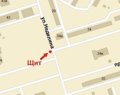 Билборд B в Выпханке, 3x6  Неделина ул. - пр-т Победы, 34, мкр. Ингулец схема