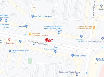 Скроллер A в Черновцах Независимости пр., 113, 8-й от ТЦ "Майдан" - 300197 схема
