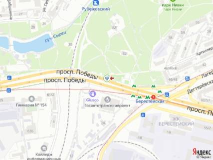 Видеоборд A в Киеве просп. Берестейський (Перемоги)., 57, ст.м. "Берестейська", з міста, ролик 10 сек. в блоці 60 сек. - 380890 схема