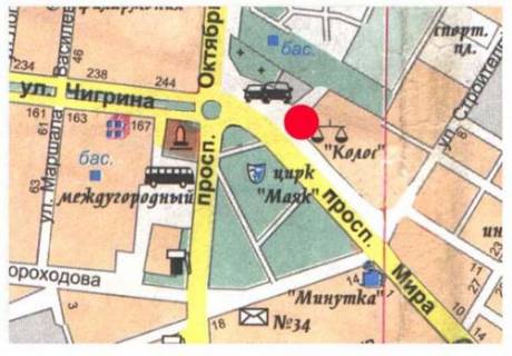 Билборд B в Николаеве Мира пр., біля ринку "Колос", супермаркетів "Велмарт", "Ельдорадо" схема