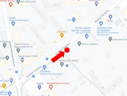 Billboard A in Rivne, 3x6  Gagarina st., 45, bila kinoteatru "Era", AZS "OKKO", supermarketu "Novus" scheme