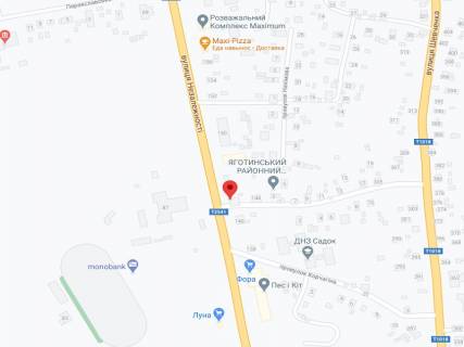 Видеоборд A в Яготыне Незалежності вул., 142, аптека "Вітамін", прайс за ролик 10 сек 1 вихід/5 хвилин, з 8:00-22:00. Розрахунок для інших параметрів трансляції уточнюйте у менеджера. - 301612 схема