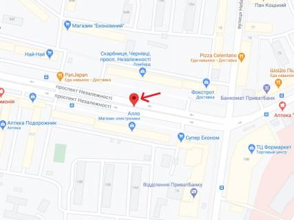 Скроллер A в Черновцах Независимости пр., 113, 9-й от ТЦ "Майдан" - 300188 схема