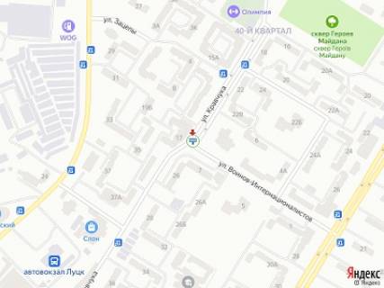 Билборд B в Луцке Воїнів-Інтернаціоналістів вул. - Кравчука вул., 17, навпроти схема