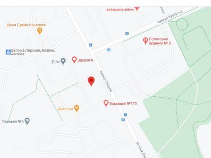 Видеоборд A в Николаеве Озерна вул. (Червоних Майовщиків)., 13/2, аптека "Мед Сервіс", №Юг015, прайс за ролик 10 сек 1 вихід/5 хвилин, з 8:00-22:00. Розрахунок для інших параметрів трансляції уточнюйте у менеджера. - 301465 схема