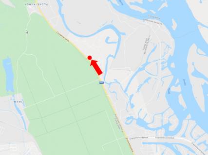 Билборд A на трассах Киевской области, 3x6  Столичне шосе, на світлофорі, 100 м за Олімпійським ведмедиком, до Києва схема