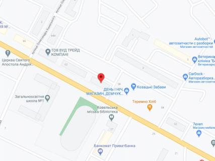 Видеоборд A в Ковеле Незалежності вул., 60, аптека "Волиньфарм", прайс за ролик 10 сек 1 вихід/5 хвилин, на двосторонньому екрані, від 144 виходів на день. Розрахунок для інших параметрів трансляції уточнюйте у менеджера. - 301386 схема