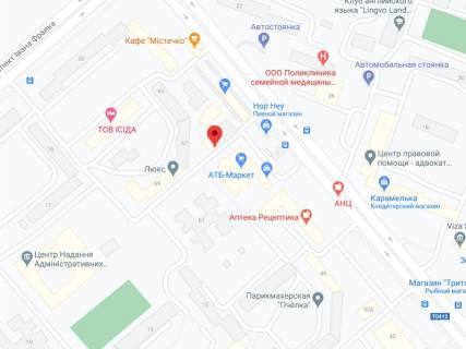 Видеоборд A у Кам'янське (Дніпродзержинськ) Перемоги пр., 59-А, аптека "Мед Сервіс", №Дп113, прайс за ролик 10 сек 1 вихід/5 хвилин, з 8:00-22:00. Розрахунок для інших параметрів трансляції уточнюйте у менеджера. - 301312 схема