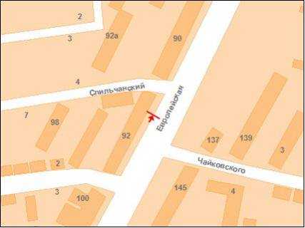 Билборд B в Полтаве Європейська вул. (колиш. Фрунзе ул.), 92 схема