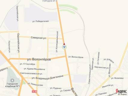 Билборд A в Бердянске Восточный пр. - Дубинина ул., въезд схема