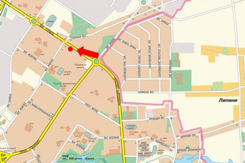 Билборд  в Луцке, 3x6  Захисників України (колишня Гордіюк) вул., 39, навпроти АЗС "ОККО", з боку Північного ринку схема